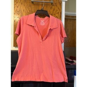 Faded Glory WM XL 16-18 Coral Pink Short Sleeve Polo Shirt Cotton Blend Pique